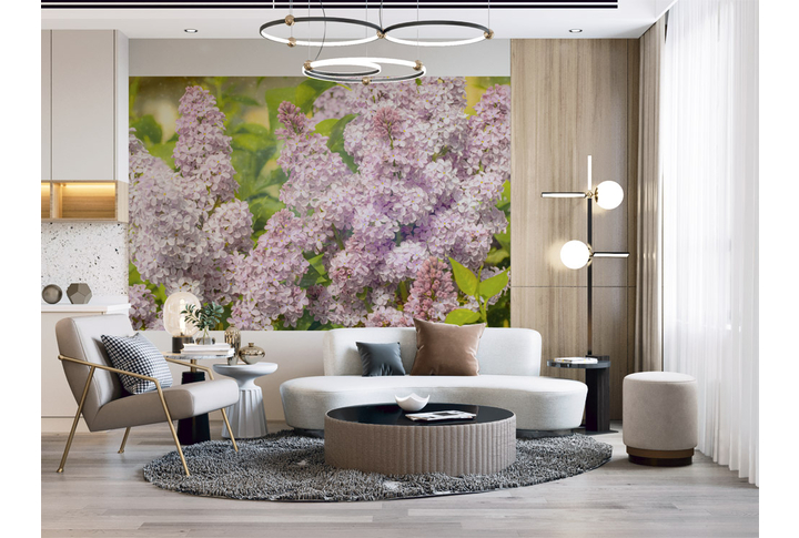 Фотообои «Сирень в зеленой листве» в интерьере
