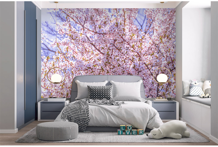 Фотообои «Цветы сакуры» в интерьере