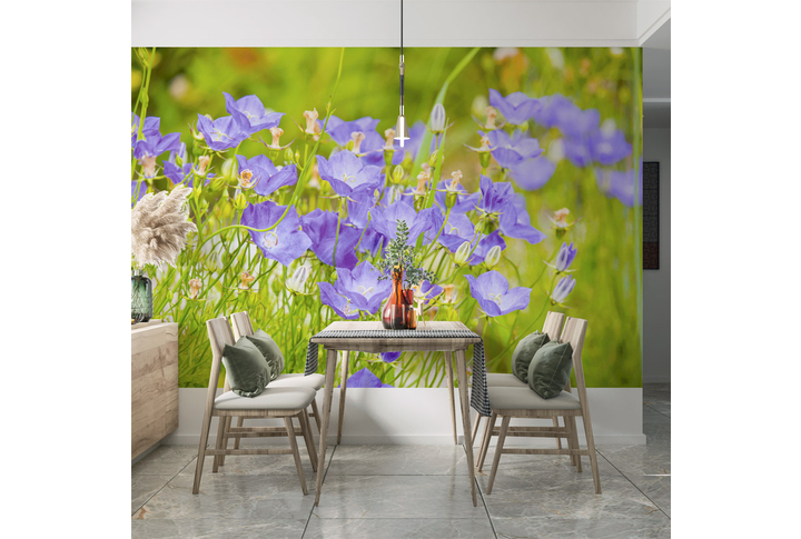 Фотообои «Цветы колокольчики на лугу» в интерьере