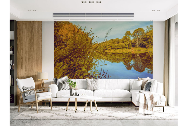 Фотообои «Природа, осеннее озеро» в интерьере