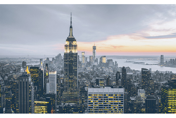 Фотообои «Нью-Йорк черно-белый город вечером»