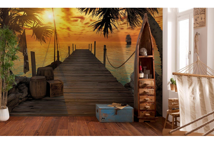 Фотообои «Treasure Island» (Остров Сокровищ) в интерьере