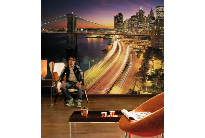 Фотообои «NYC Lights» (Огни Нью-Йорка) в интерьере