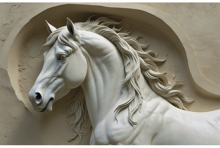 Фотообои «Барельеф с лошадью под фреску»