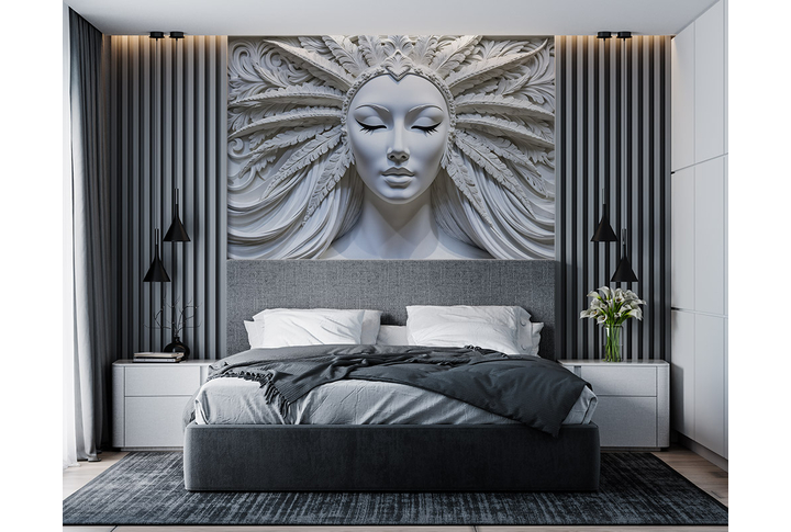 Фотообои «Барельеф таинственная дама» в интерьере