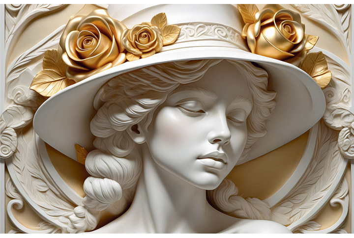 Фотообои «Женщина в шляпе, барельеф»