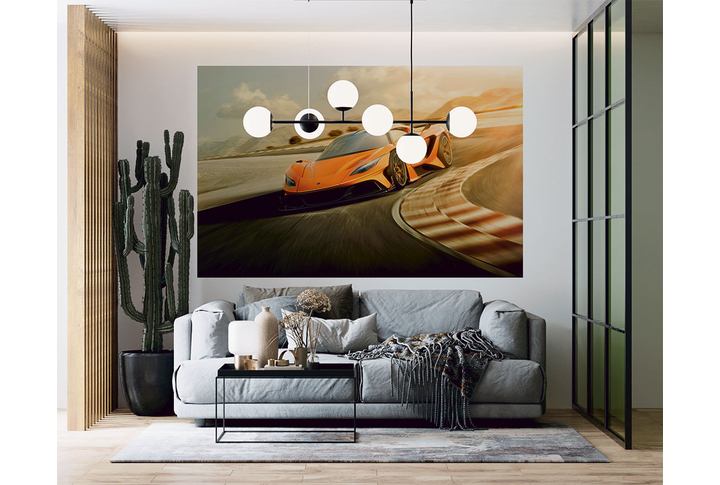 Фотообои «Спортивная машина на дороге» в интерьере