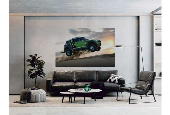 Фотообои «Гоночное авто в пустыне» в интерьере