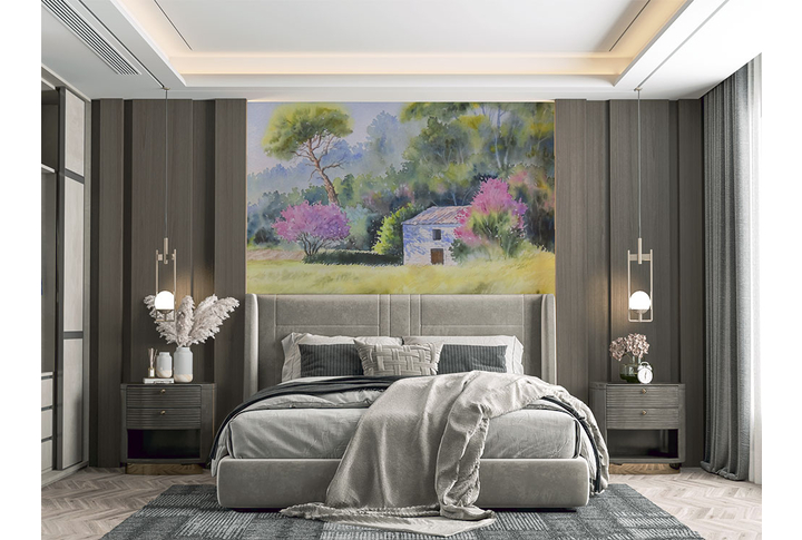 Фотообои «Акварельная природа» в интерьере