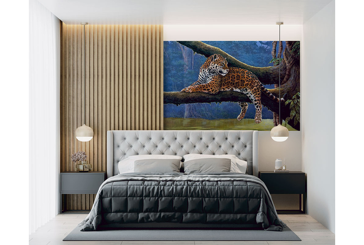 Фотообои «Леопард в джунглях» в интерьере
