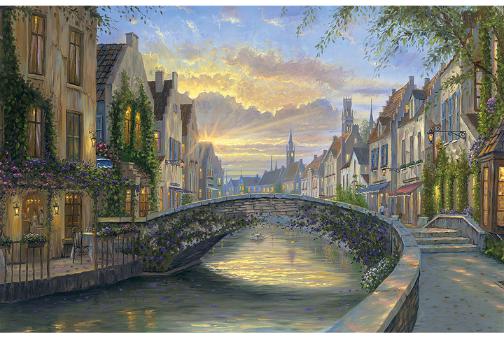 Фотообои «Старый город Бельгии на закате»