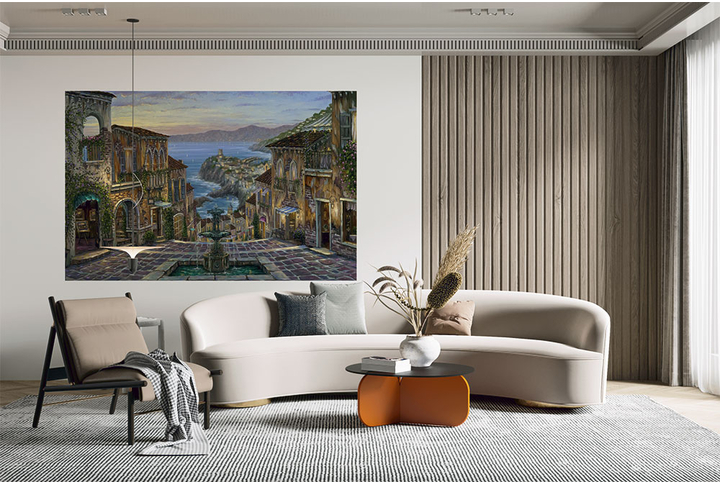 Фотообои «Улица в центре старого города» в интерьере