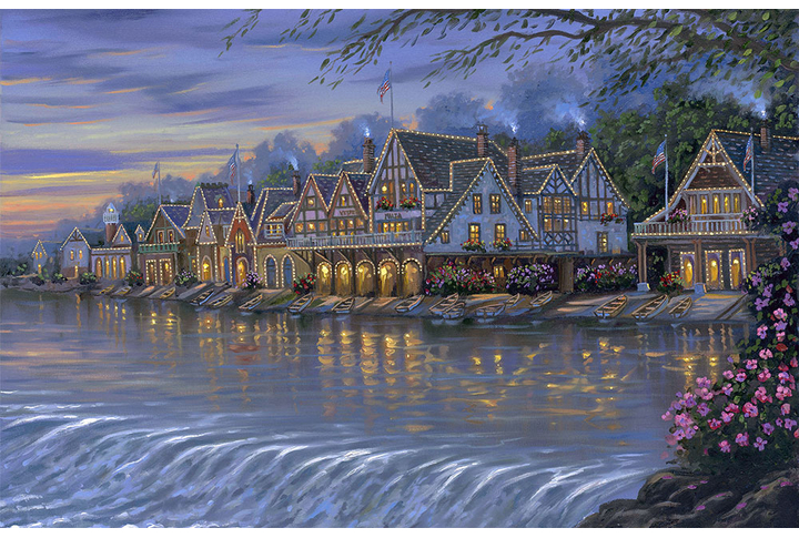 Фотообои «Картина ночной город на набережной»