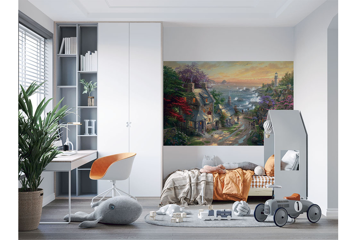 Фотообои «Деревенская улица у моря» в интерьере