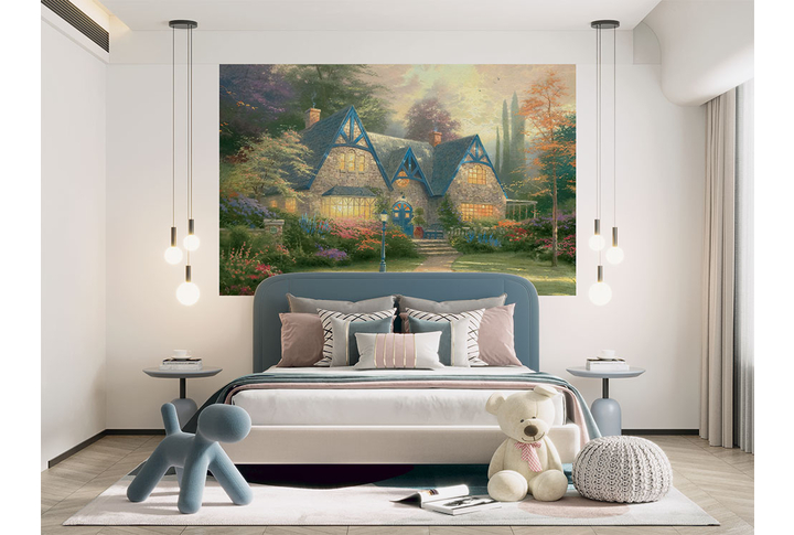 Фотообои «Картина сказочный домик в деревне» в интерьере