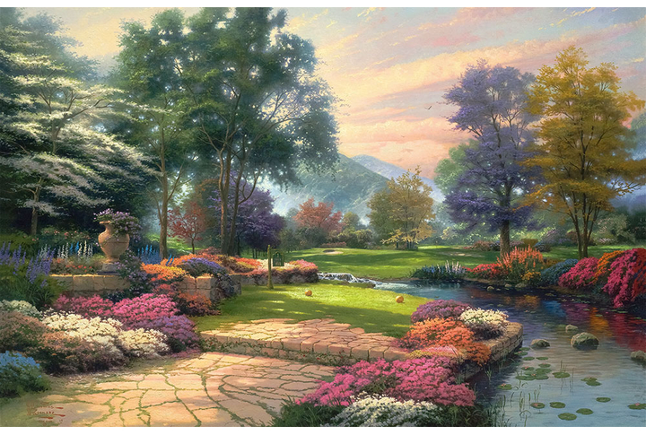 Фотообои «Пейзаж с цветущим парком под живопись»