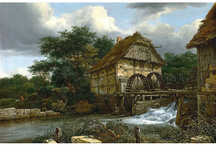 Фотообои «Картина старая мельница у реки»