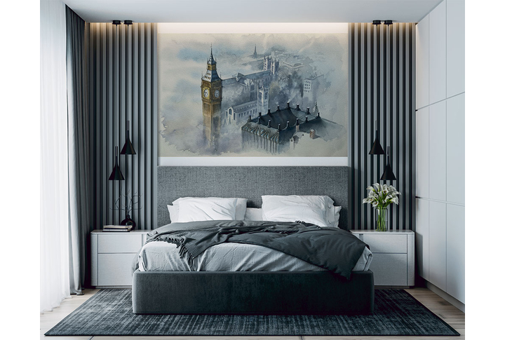Фотообои «Лондон-акварель» в интерьере