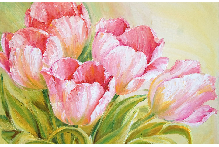 Фотообои «Тюльпаны под живопись»