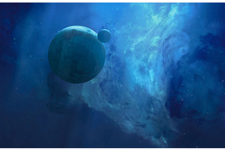 Фотообои «Голубой космический пейзаж, холодный космос»