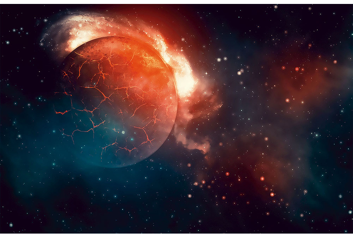 Фотообои «Таинственный космос, огненная планета»