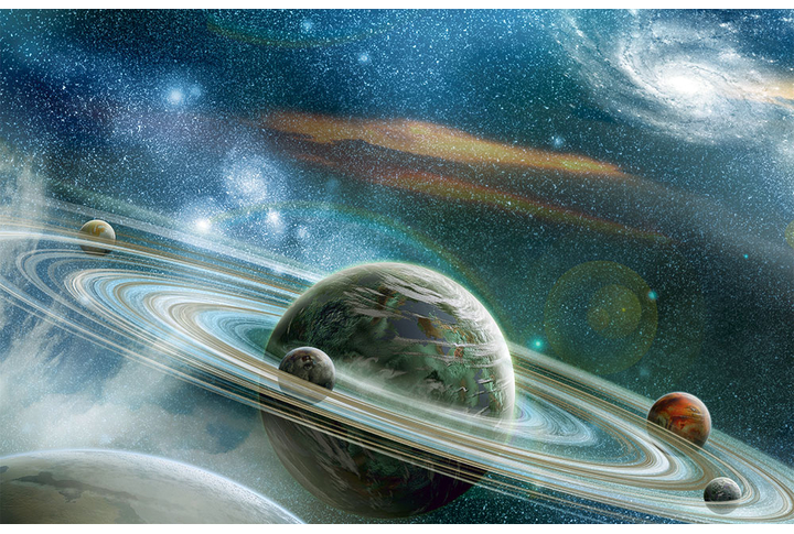 Фотообои «Планеты с кольцами, галактика в космосе»