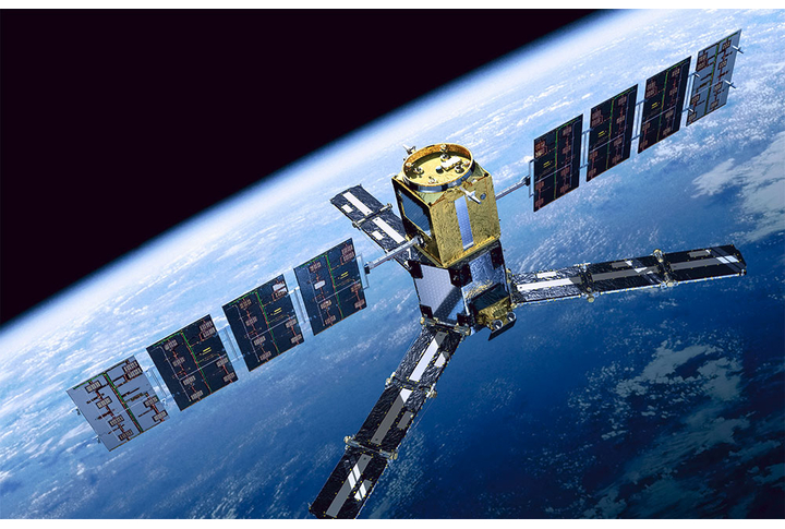 Фотообои «Спутник над Землей, вид из космоса»