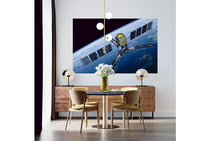 Фотообои «Спутник над Землей, вид из космоса» в интерьере