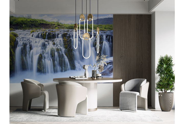Фотообои «Водопады в горах, вид на природу с высоты» в интерьере