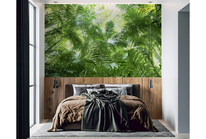 Фотообои «Джунгли, заросли из листьев пальмы» в интерьере