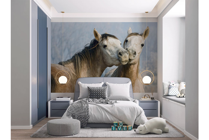 Фотообои «Влюбленные лошади» в интерьере
