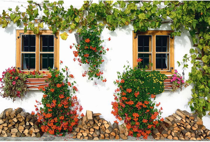 Фотообои «Деревенский дом в цветах»