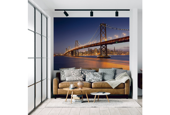 Фотообои «Городской мост в Сан-Франциско в свете ночных огней» в интерьере