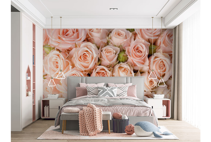 Фотообои «Розы нежно-розовые» в интерьере