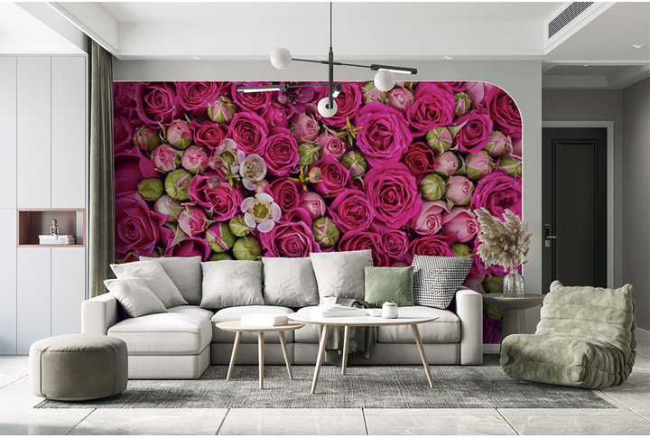 Фотообои «Розы и нераскрывшиеся бутоны» в интерьере