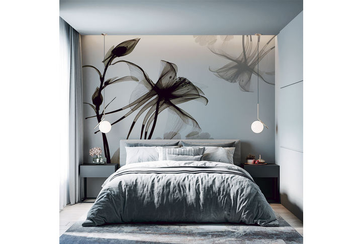 Фотообои «Прозрачный цветок водосбора» в интерьере