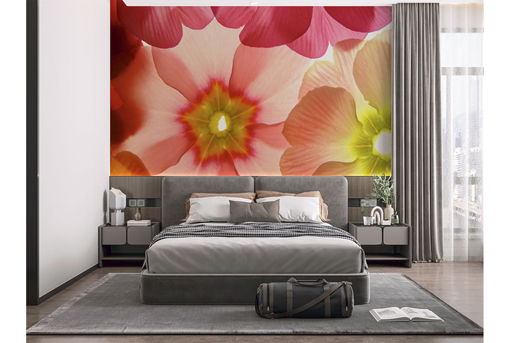 Фотообои «Нежные прозрачные цветы» в интерьере