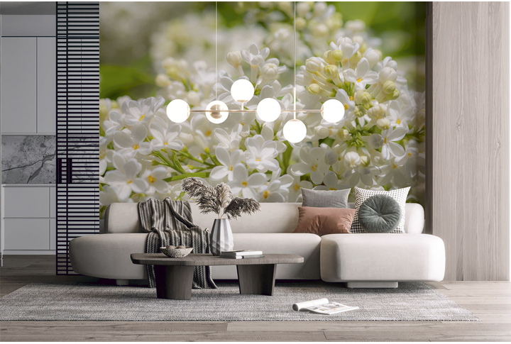 Фотообои «Белая сирень» в интерьере
