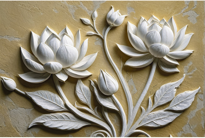 Фотообои «Барельеф с лотосами»