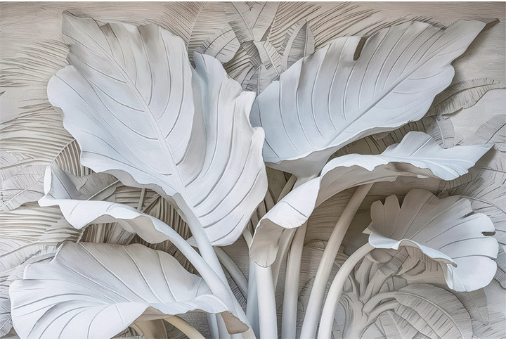 Фотообои «Барельеф объемные листья со стерео эффектом»