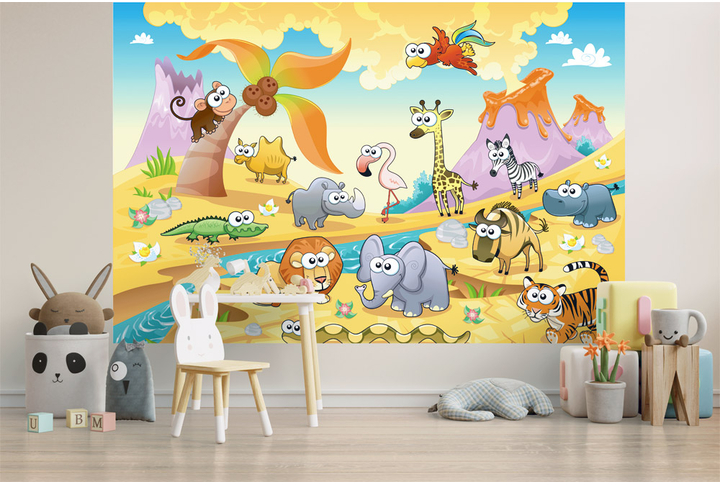 Фотообои «Африканские животные для детской» в интерьере