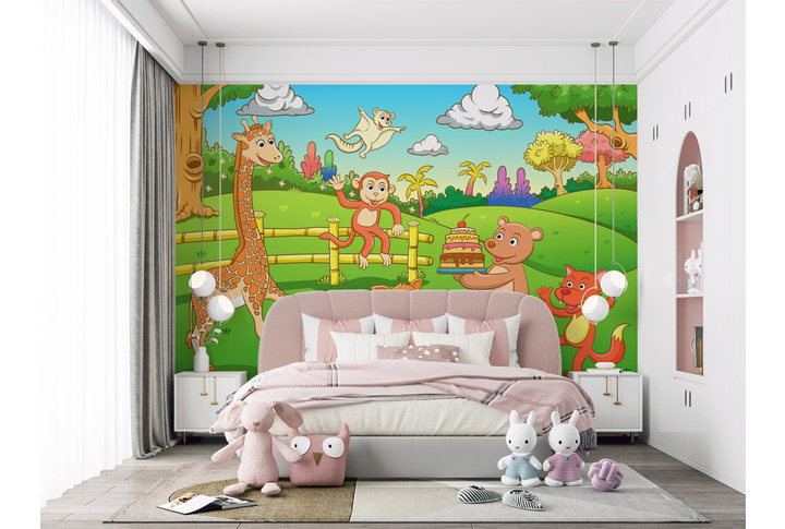 Фотообои «Животные для детской» в интерьере