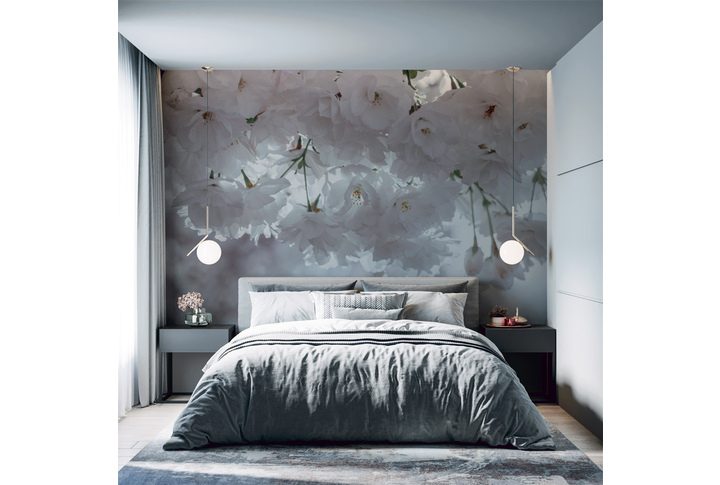 Фотообои «Сакура на солнце» в интерьере