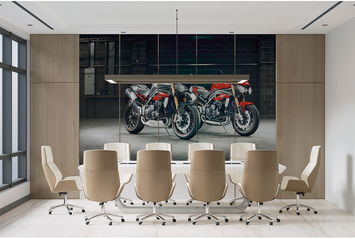 Фотообои «Красные мотоциклы» в интерьере