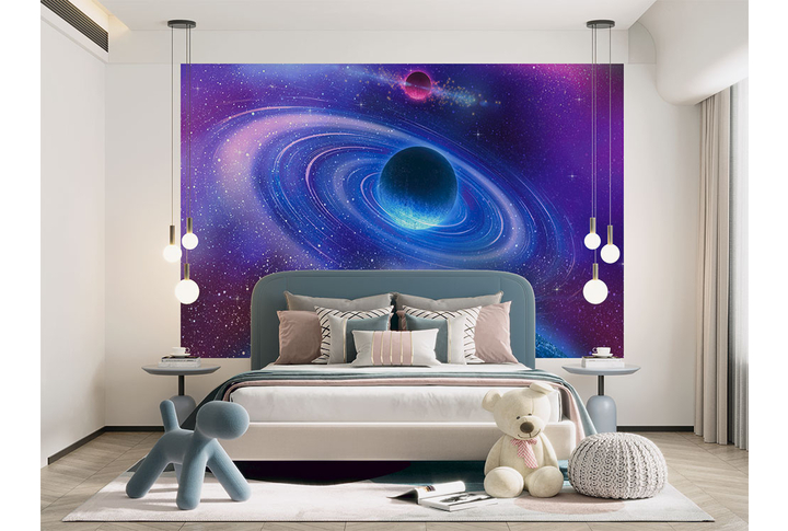 Фотообои «Космос, галактика и планеты» в интерьере