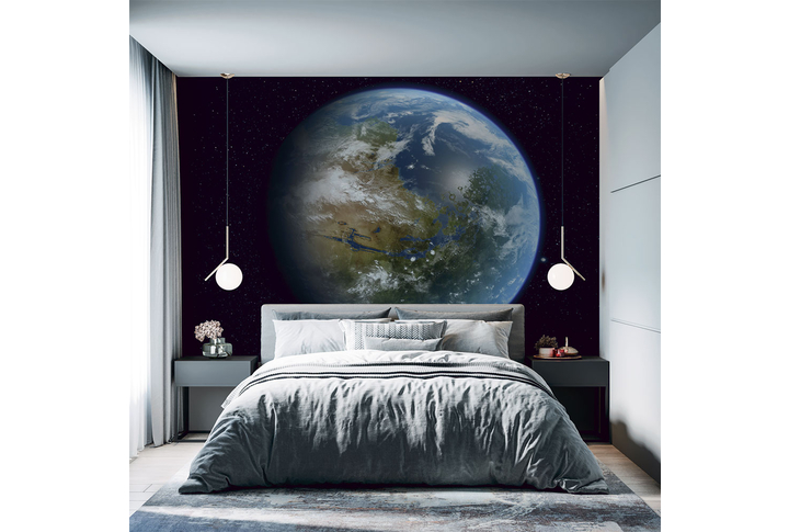Фотообои «Планета Земля, вид из космоса» в интерьере