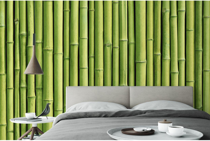 Фотообои «Стена из бамбука» в интерьере
