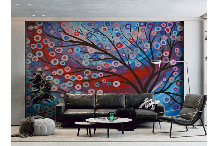 Фотообои «Живописное дерево под абстракцию» в интерьере