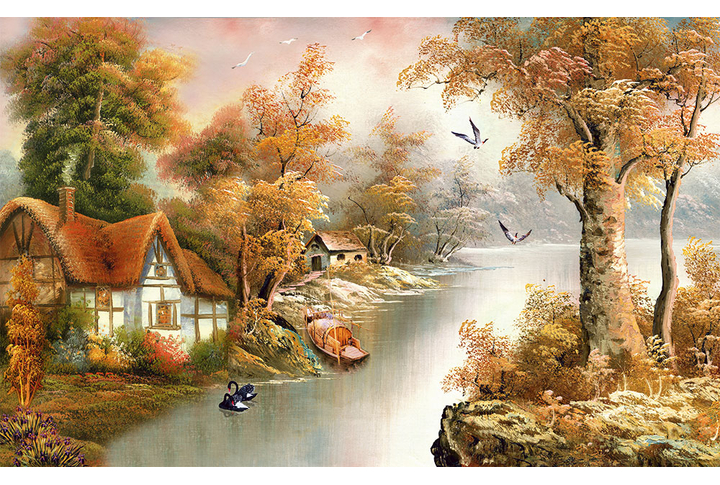 Фотообои «Речка в осеннем лесу»