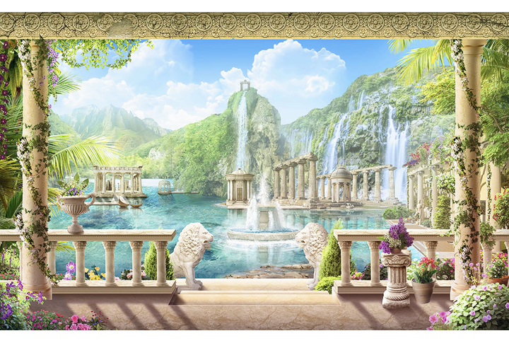 Фотообои «Античная терраса с колоннами в горах»